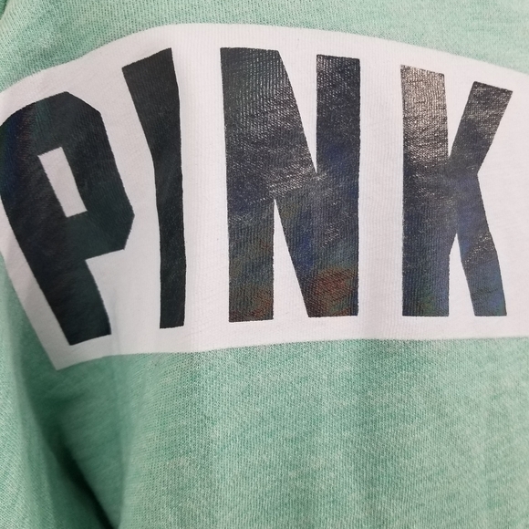 VS PINK aqua sweatshirt mint green mesh sides small - Picture 6 of 7